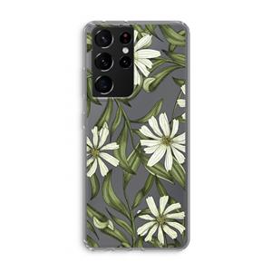 CaseCompany Wit bloemenpatroon: Samsung Galaxy S21 Ultra Transparant Hoesje