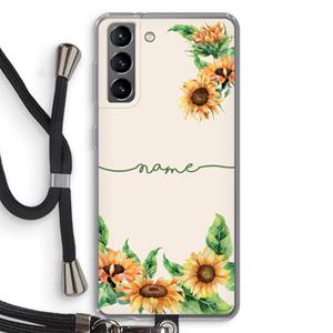 CaseCompany Zonnebloemen: Samsung Galaxy S21 Transparant Hoesje met koord