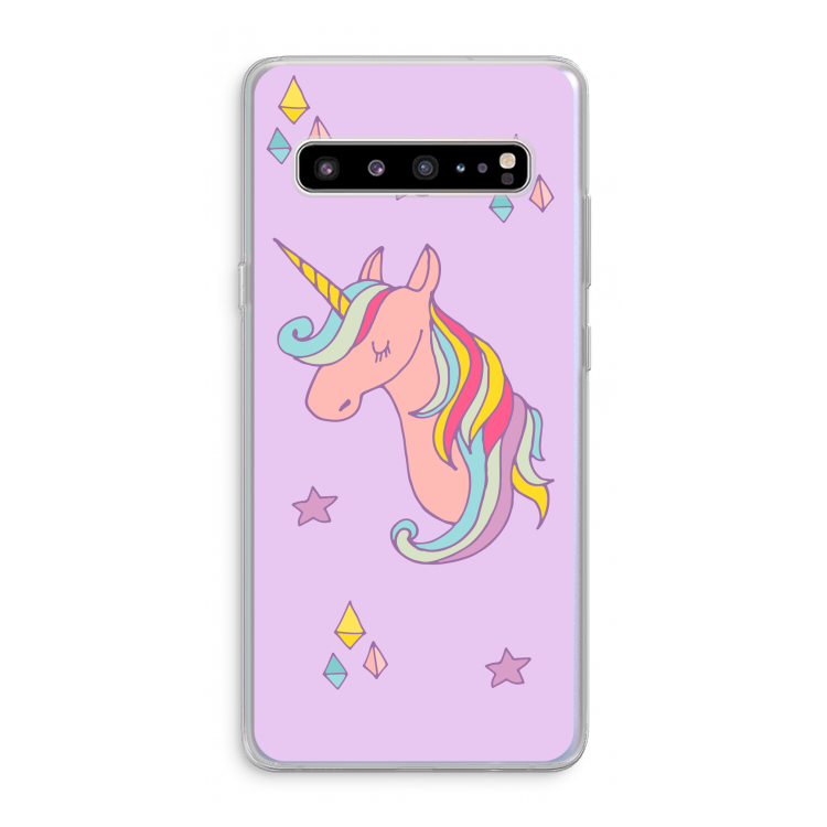 CaseCompany Roze eenhoorn: Samsung Galaxy S10 5G Transparant Hoesje