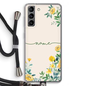 CaseCompany Gele bloemen: Samsung Galaxy S21 Transparant Hoesje met koord
