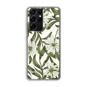 CaseCompany Wit bloemenpatroon: Samsung Galaxy S21 Ultra Transparant Hoesje