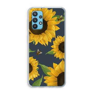 CaseCompany Sunflower and bees: Samsung Galaxy A32 4G Transparant Hoesje