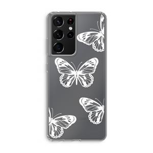 CaseCompany White butterfly: Samsung Galaxy S21 Ultra Transparant Hoesje