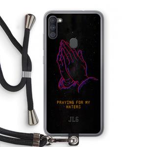 CaseCompany Praying For My Haters: Samsung Galaxy A11 Transparant Hoesje met koord