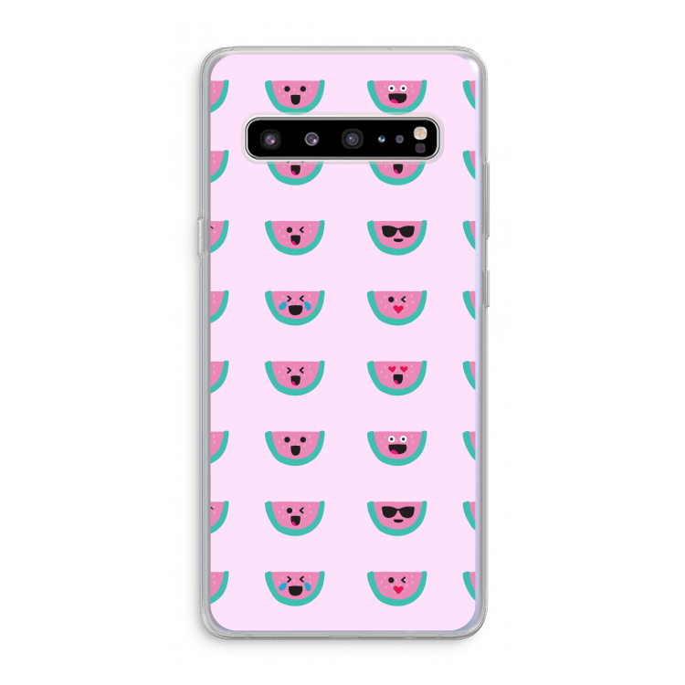 CaseCompany Smiley watermeloenprint: Samsung Galaxy S10 5G Transparant Hoesje