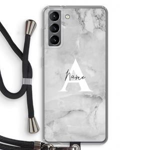 CaseCompany Ivory Marble: Samsung Galaxy S21 Transparant Hoesje met koord