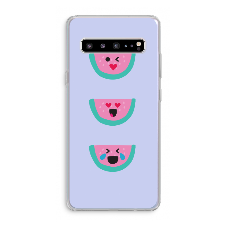 CaseCompany Smiley watermeloen: Samsung Galaxy S10 5G Transparant Hoesje