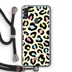 CaseCompany Leopard pattern: Samsung Galaxy A11 Transparant Hoesje met koord