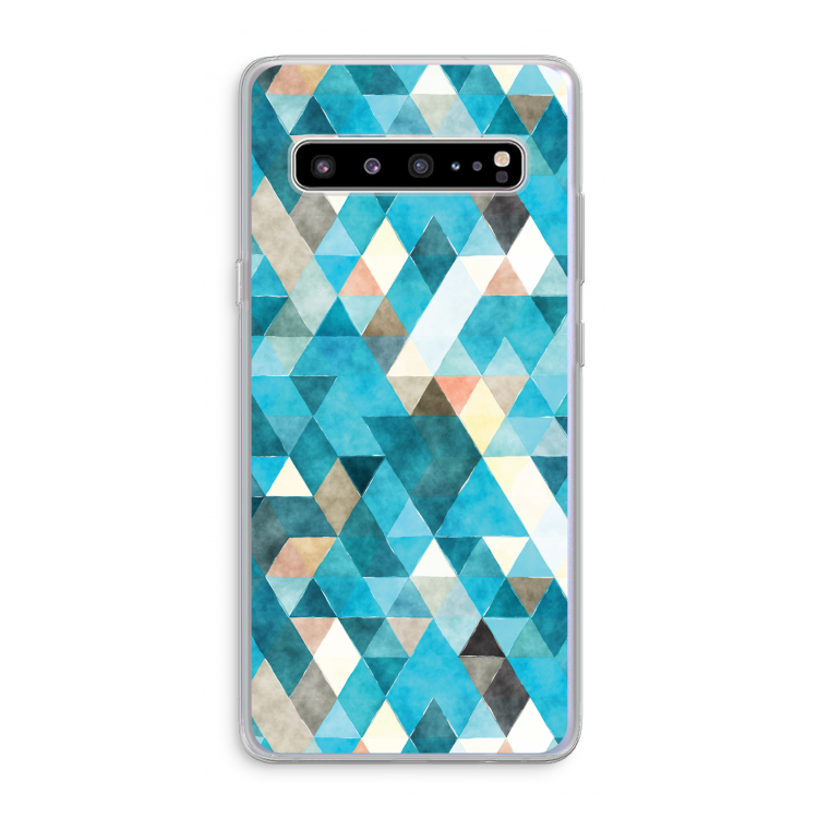 CaseCompany Gekleurde driehoekjes blauw: Samsung Galaxy S10 5G Transparant Hoesje