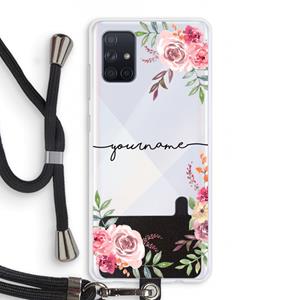 CaseCompany Rozen: Samsung Galaxy A71 Transparant Hoesje met koord