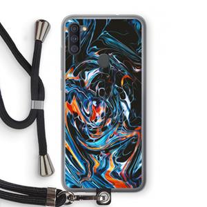 CaseCompany Black Unicorn: Samsung Galaxy A11 Transparant Hoesje met koord