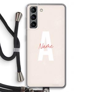 CaseCompany Strawberry Milkshake: Samsung Galaxy S21 Transparant Hoesje met koord