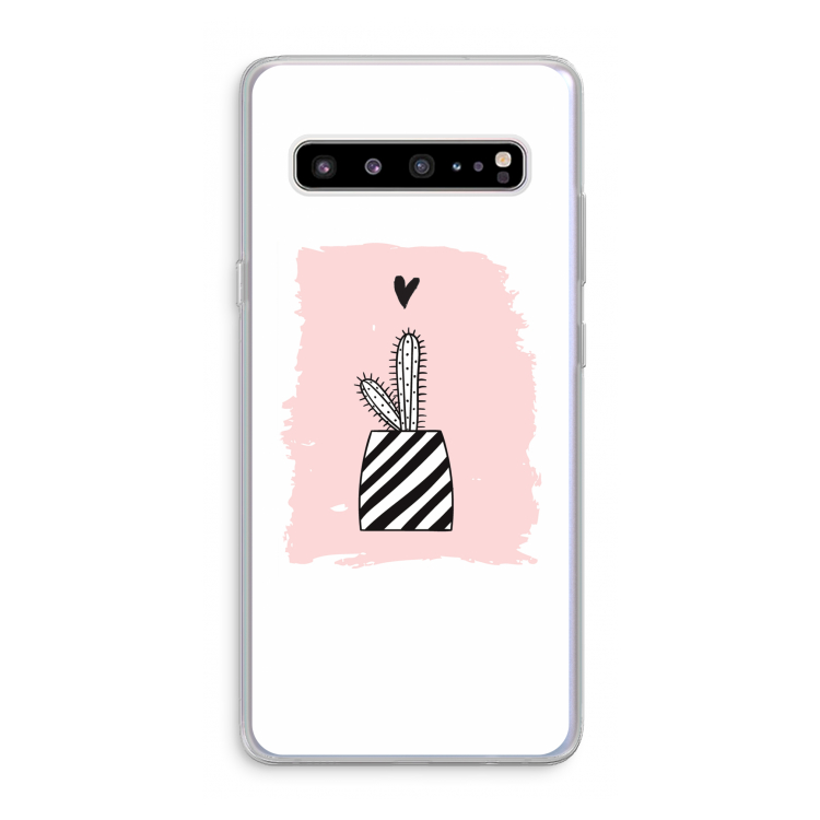 CaseCompany Zwart-wit cactus: Samsung Galaxy S10 5G Transparant Hoesje
