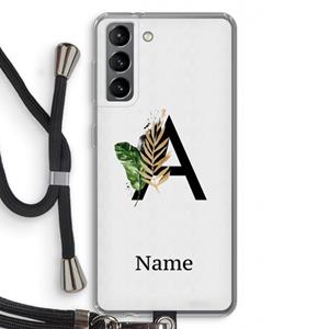 CaseCompany Charcoal Flora: Samsung Galaxy S21 Transparant Hoesje met koord