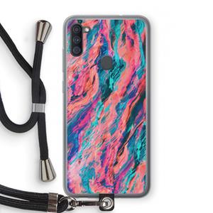 CaseCompany Electric Times: Samsung Galaxy A11 Transparant Hoesje met koord