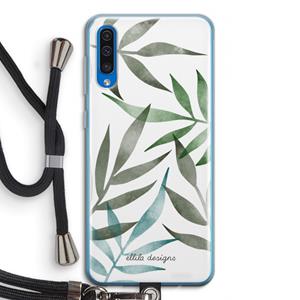 CaseCompany Tropical watercolor leaves: Samsung Galaxy A50 Transparant Hoesje met koord