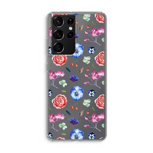 CaseCompany Bloemetjes: Samsung Galaxy S21 Ultra Transparant Hoesje
