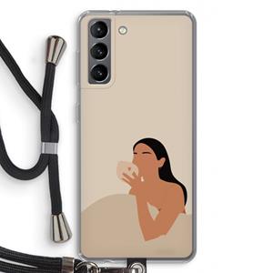 CaseCompany Fresh coffee: Samsung Galaxy S21 Transparant Hoesje met koord