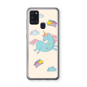 CaseCompany Vliegende eenhoorn: Samsung Galaxy A21s Transparant Hoesje