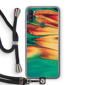 CaseCompany Green Inferno: Samsung Galaxy A11 Transparant Hoesje met koord