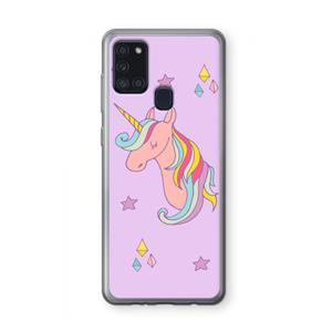 CaseCompany Roze eenhoorn: Samsung Galaxy A21s Transparant Hoesje