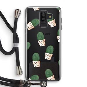 CaseCompany Cactusprint roze: Samsung Galaxy J8 (2018) Transparant Hoesje met koord