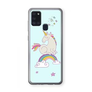 CaseCompany Regenboog eenhoorn: Samsung Galaxy A21s Transparant Hoesje