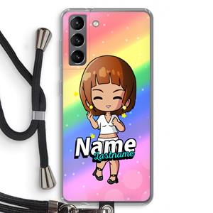 CaseCompany Chibi Maker vrouw: Samsung Galaxy S21 Transparant Hoesje met koord