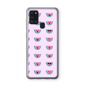 CaseCompany Smiley watermeloenprint: Samsung Galaxy A21s Transparant Hoesje