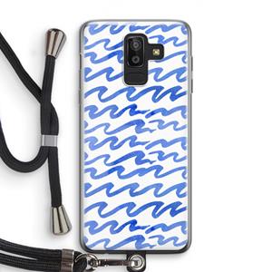CaseCompany Blauwe golven: Samsung Galaxy J8 (2018) Transparant Hoesje met koord
