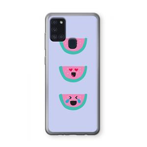 CaseCompany Smiley watermeloen: Samsung Galaxy A21s Transparant Hoesje