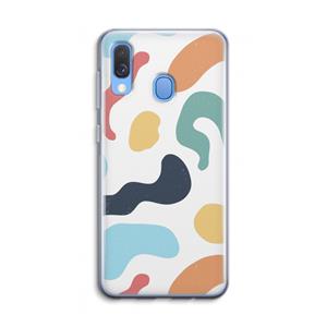CaseCompany Memphis Shapes Blue: Samsung Galaxy A40 Transparant Hoesje