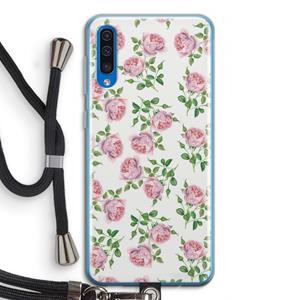 CaseCompany Kleine roosjes: Samsung Galaxy A50 Transparant Hoesje met koord