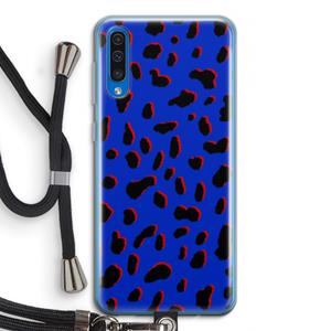 CaseCompany Blue Leopard: Samsung Galaxy A50 Transparant Hoesje met koord