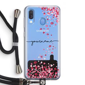 CaseCompany Hartjes en kusjes: Samsung Galaxy A40 Transparant Hoesje met koord