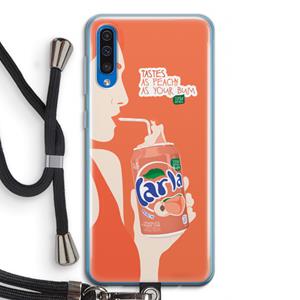 CaseCompany Peach please!: Samsung Galaxy A50 Transparant Hoesje met koord