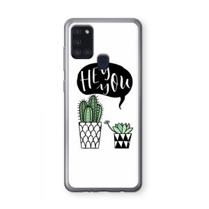 CaseCompany Hey you cactus: Samsung Galaxy A21s Transparant Hoesje