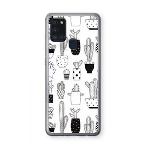 CaseCompany Cactusmotief: Samsung Galaxy A21s Transparant Hoesje