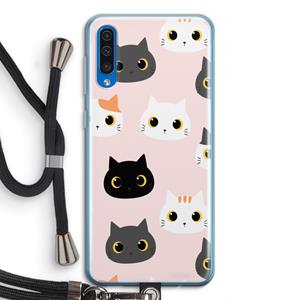 CaseCompany Katten: Samsung Galaxy A50 Transparant Hoesje met koord
