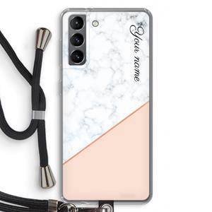CaseCompany Marmer in stijl: Samsung Galaxy S21 Transparant Hoesje met koord