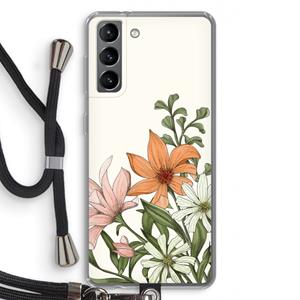 CaseCompany Floral bouquet: Samsung Galaxy S21 Transparant Hoesje met koord