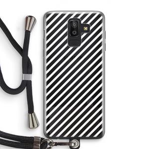 CaseCompany Strepen zwart-wit: Samsung Galaxy J8 (2018) Transparant Hoesje met koord