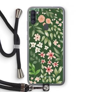 CaseCompany Botanical green sweet flower heaven: Samsung Galaxy A11 Transparant Hoesje met koord