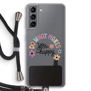 CaseCompany Happy days: Samsung Galaxy S21 Transparant Hoesje met koord