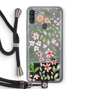 CaseCompany Botanical sweet flower heaven: Samsung Galaxy A11 Transparant Hoesje met koord