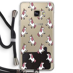 CaseCompany Eenhoorns overal: Samsung Galaxy A3 (2016) Transparant Hoesje met koord