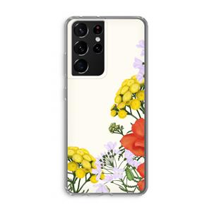 CaseCompany Wilde bloemen: Samsung Galaxy S21 Ultra Transparant Hoesje