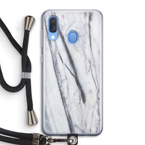 CaseCompany Gestreepte marmer: Samsung Galaxy A40 Transparant Hoesje met koord