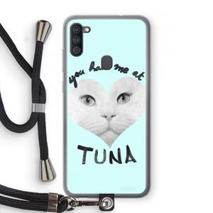 CaseCompany You had me at tuna: Samsung Galaxy A11 Transparant Hoesje met koord