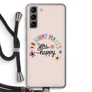 CaseCompany Happy days: Samsung Galaxy S21 Transparant Hoesje met koord